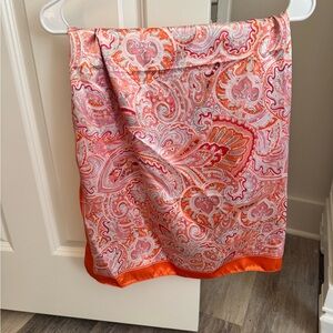 Paisley Silk Scarf with Orange Trim